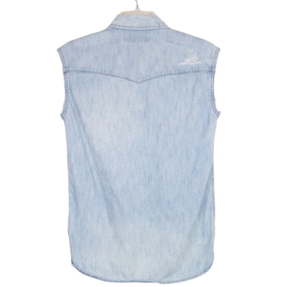 AllSaints Cannon Chambray Denim Snap Shirt Women’s XS (US 0) - Picture 3 of 8